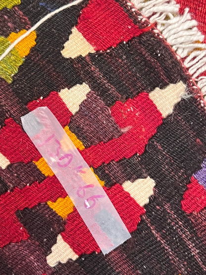 Large Antique Handwoven Wool Kilim Rug – 10.8 ft × 5.5 ft | Approximately 80–90 Years Old | Traditional Geometric Tribal Design
