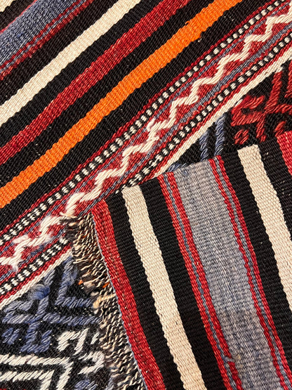 Vintage Embroidered Anatolian Kilim Rug – 94” × 57” | Approx. 70 Years Old | Natural Root-Dyed Wool Tribal Flatweave