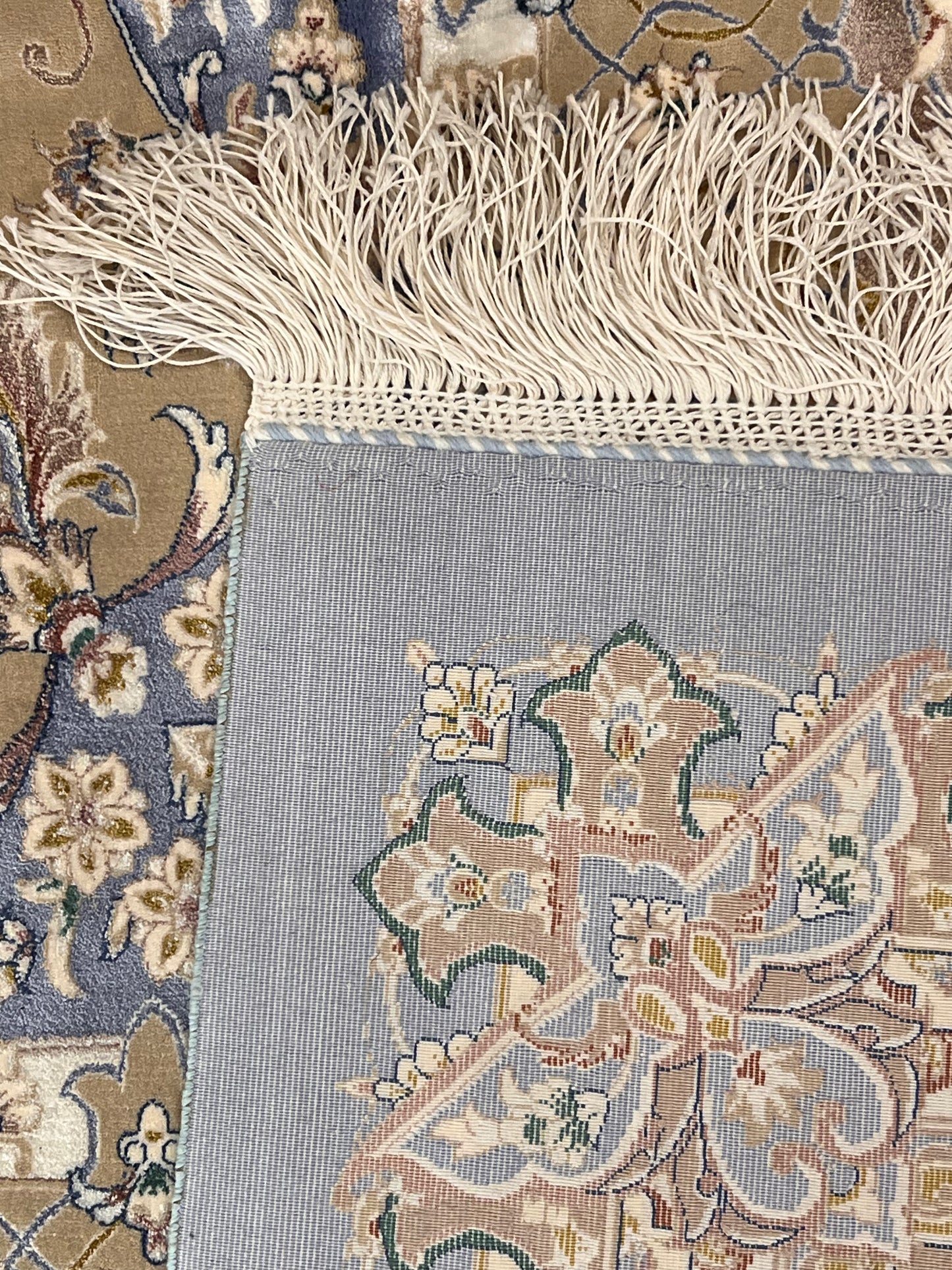 Luxury Bamboo Silk Area Rug – 13.4’ × 9.7’ | Grand Medallion Design | Premium Blue & Ivory Statement Rug