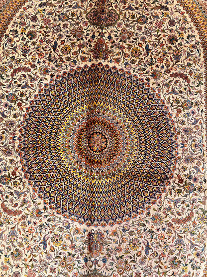 Luxury Bamboo Silk Medallion Rug – 11.4 x 8 Ft Traditional Oriental Area Rug for Living Room & Dining Room
