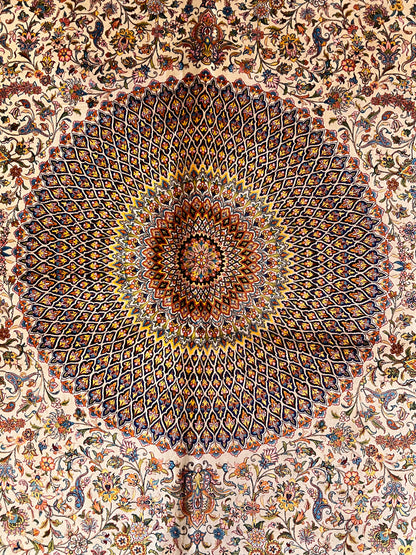 Luxury Bamboo Silk Medallion Rug – 11.4 x 8 Ft Traditional Oriental Area Rug for Living Room & Dining Room