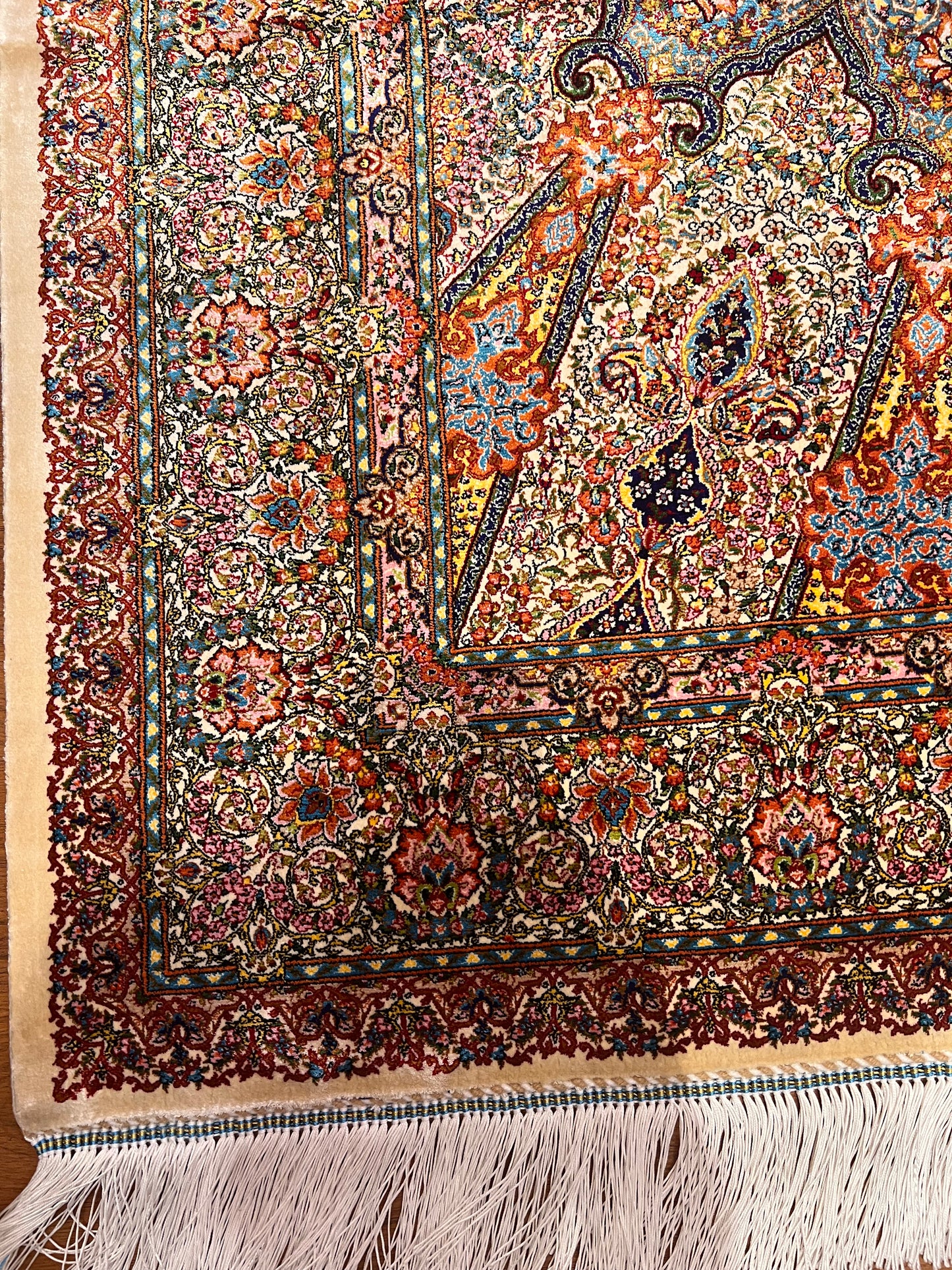 3x5 ft Burgundy Bamboo Silk Rug – Ornate Floral Medallion Design, Luxury Silk Accent Rug, Classic Statement Rug for Living Room & Bedroom