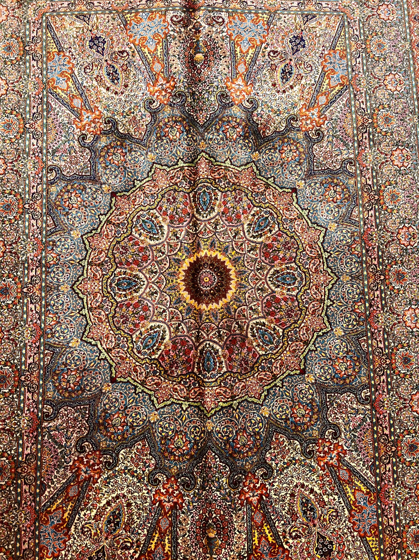 3x5 ft Burgundy Bamboo Silk Rug – Ornate Floral Medallion Design, Luxury Silk Accent Rug, Classic Statement Rug for Living Room & Bedroom