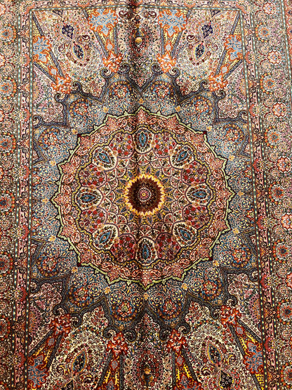 3x5 ft Burgundy Bamboo Silk Rug – Ornate Floral Medallion Design, Luxury Silk Accent Rug, Classic Statement Rug for Living Room & Bedroom