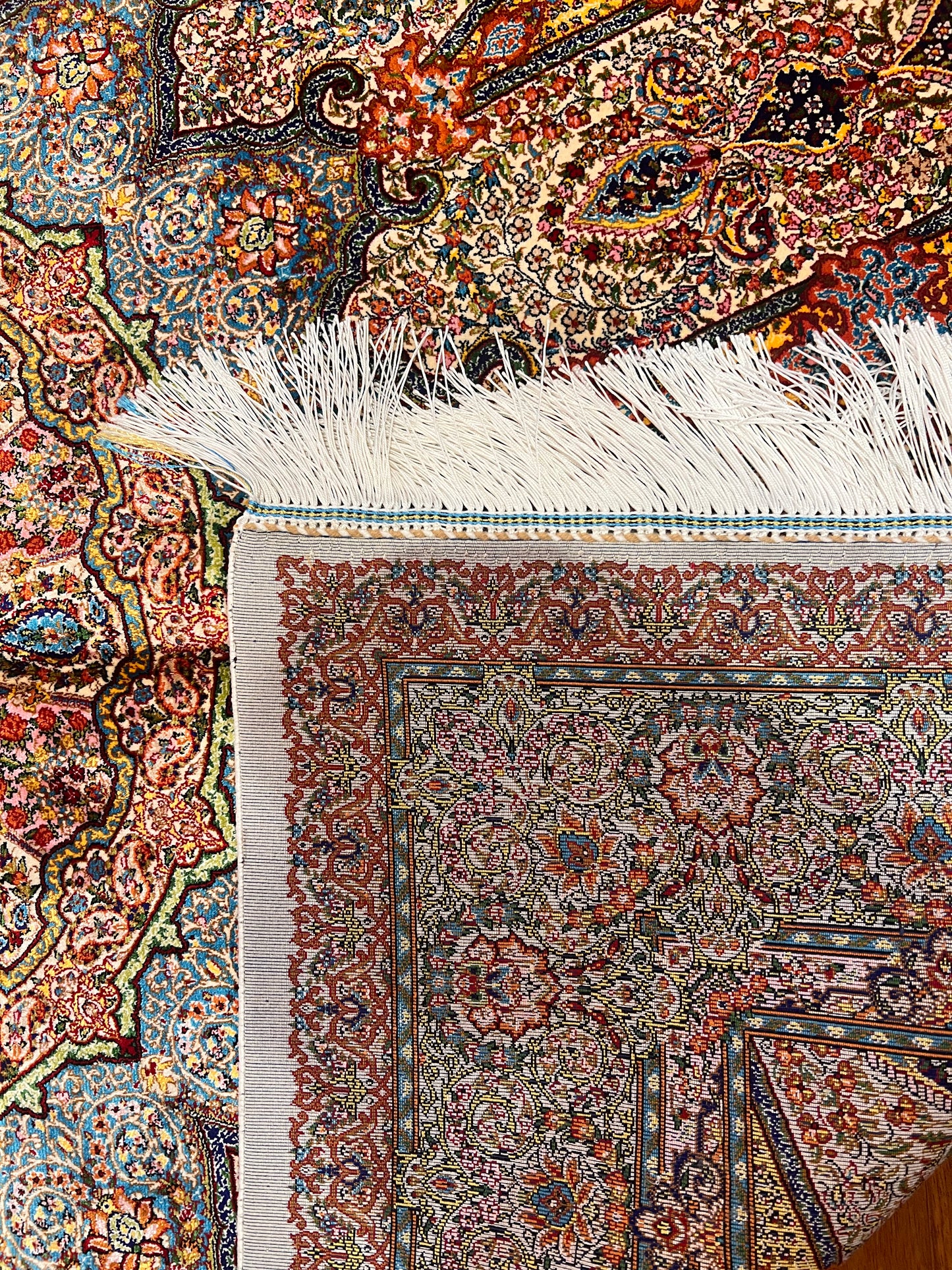 3x5 ft Burgundy Bamboo Silk Rug – Ornate Floral Medallion Design, Luxury Silk Accent Rug, Classic Statement Rug for Living Room & Bedroom