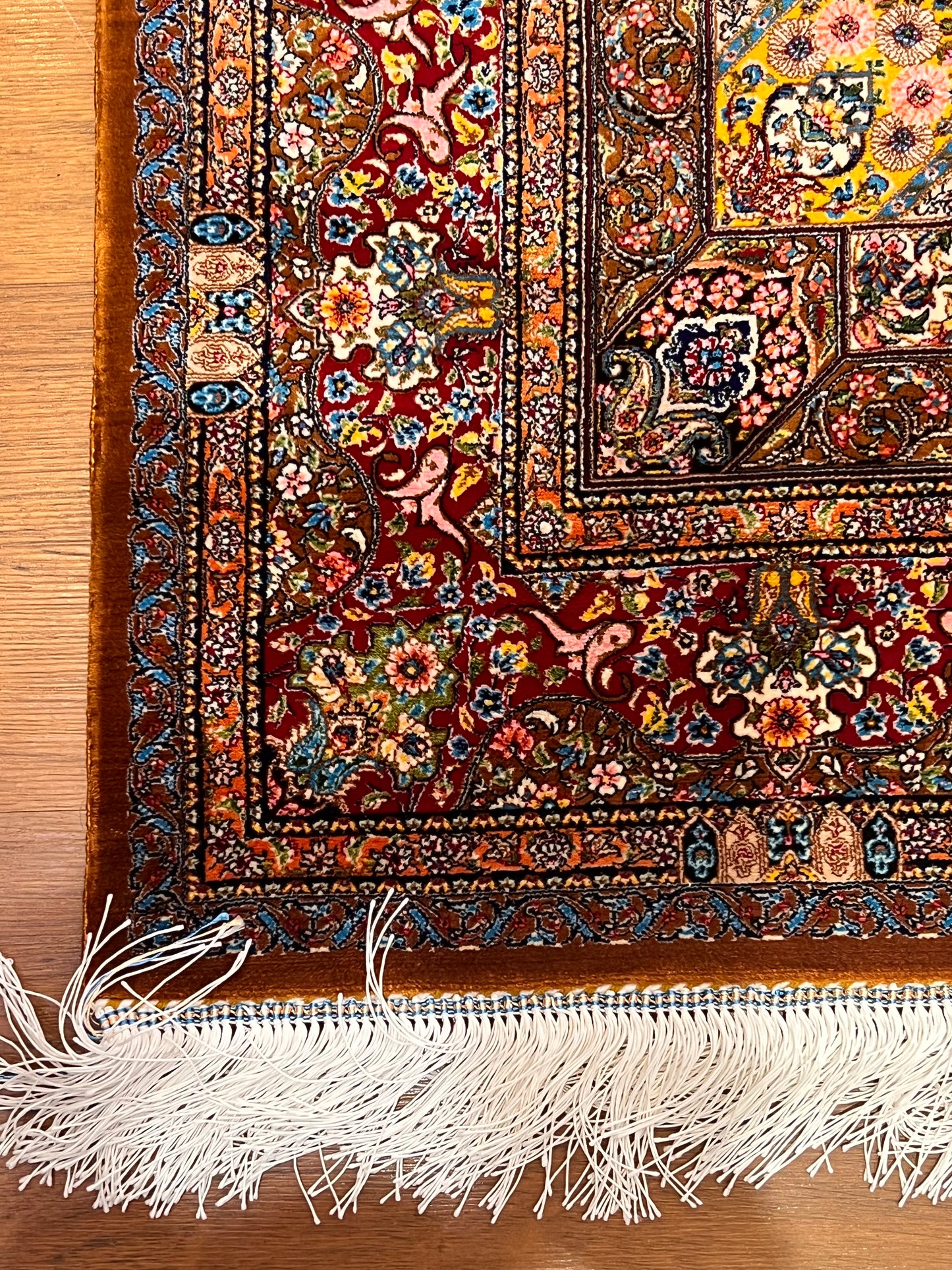 3x5 ft Red Bamboo Silk Rug – Ornate Floral Medallion Design, Luxury Silk Rug, Elegant Classic Accent Rug for Living Room & Bedroom