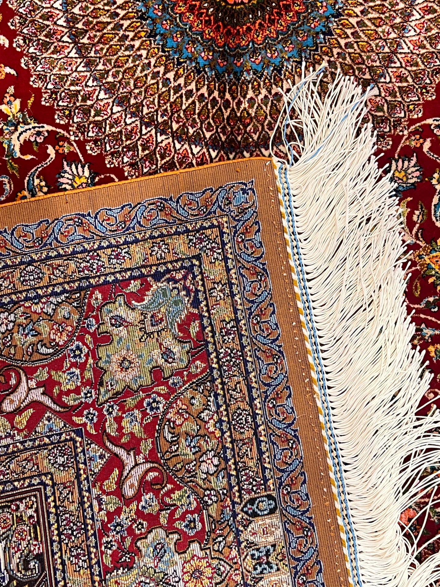 3x5 ft Red Bamboo Silk Rug – Ornate Floral Medallion Design, Luxury Silk Rug, Elegant Classic Accent Rug for Living Room & Bedroom