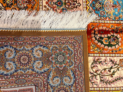 3x5 ft Silk Rug – Multicolor Garden Panel Design, Floral Luxury Area Rug