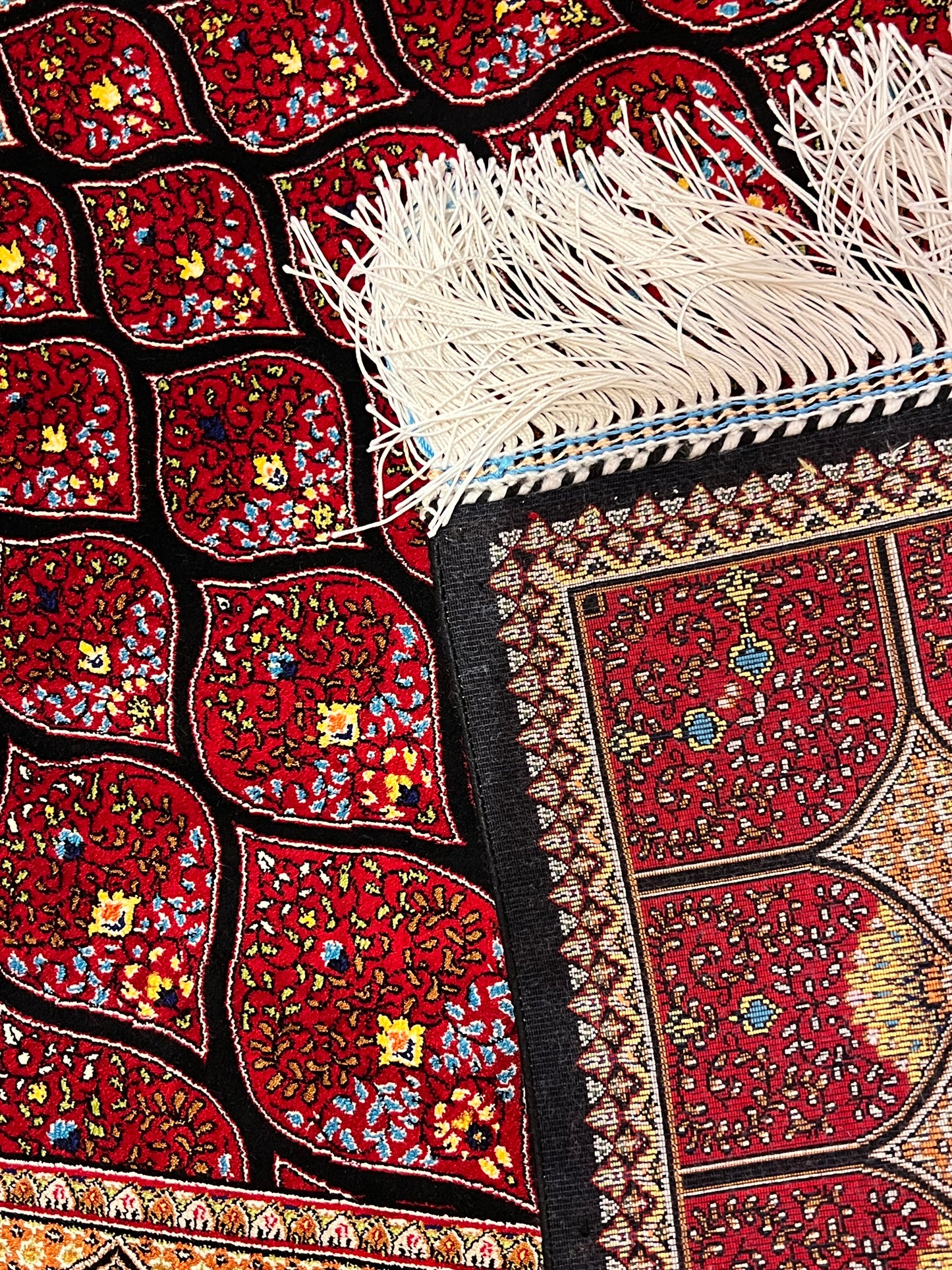 3x5 ft Silk Rug – Rich Red Geometric Medallion Design, Statement Luxury Area Rug