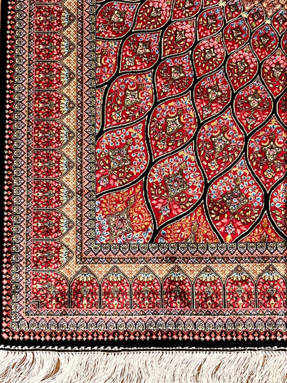3’×5’ Luxury Pink Silk Rug – Radiant Floral Medallion Design with Intricate Traditional Details