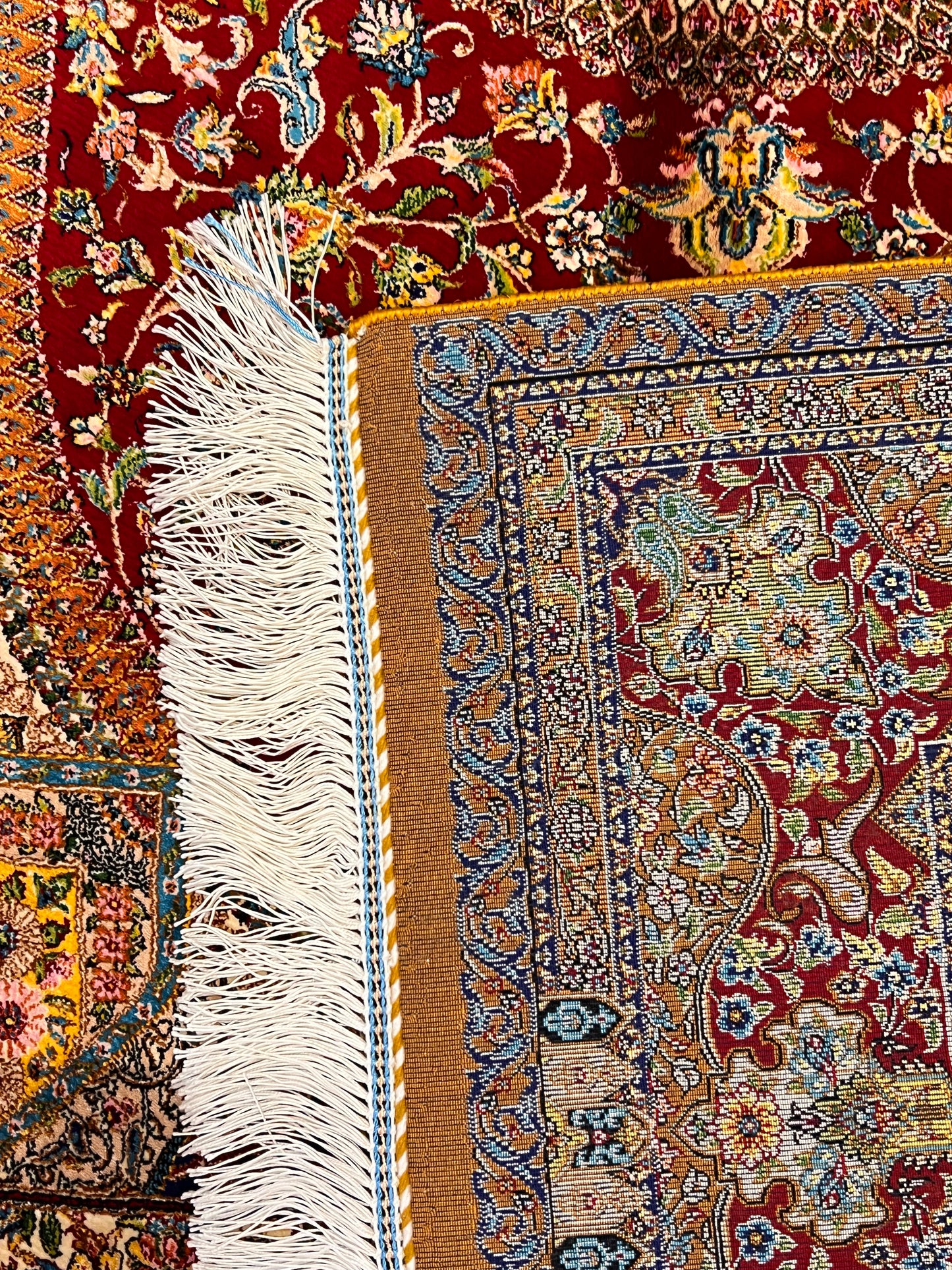 3’×5’ Luxury Red Silk Rug – Elegant Floral Medallion Design with Rich Traditional Details