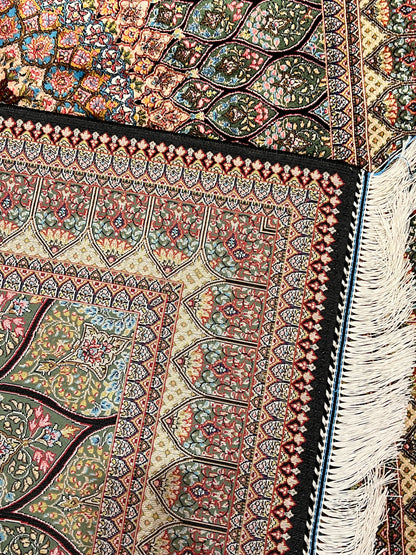 Olive Green Bamboo Silk Rug 3x5 ft – Radiant Floral Medallion Silk Area Rug with Intricate Botanical Design