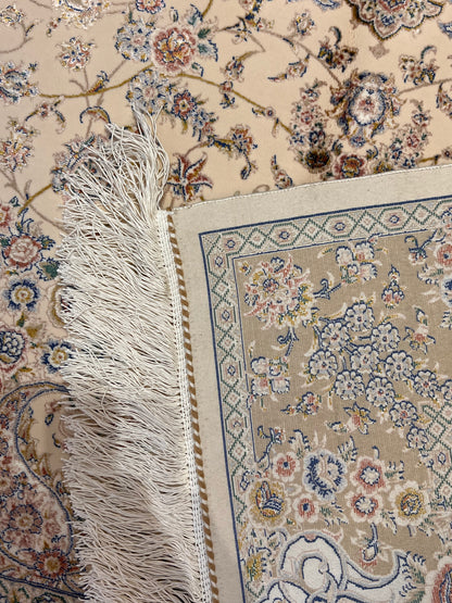 Cream Bamboo Silk Rug 3x5 ft – Elegant Floral Medallion Silk Area Rug for Bedroom, Entryway & Living Space