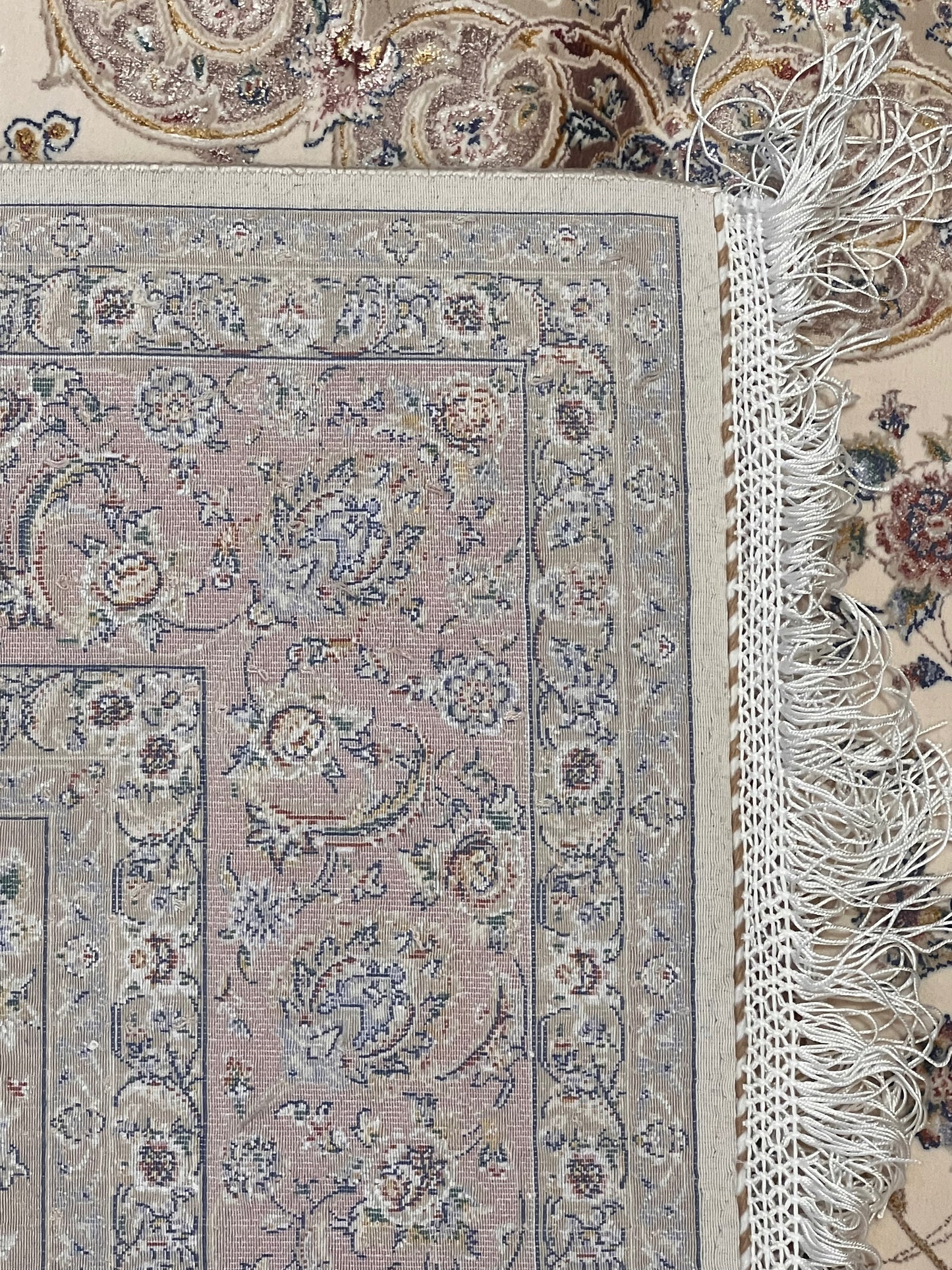 4x6 ft Ivory Silk Rug – Taupe & Mocha Floral Medallion Area Rug, Elegant Neutral Classic Design