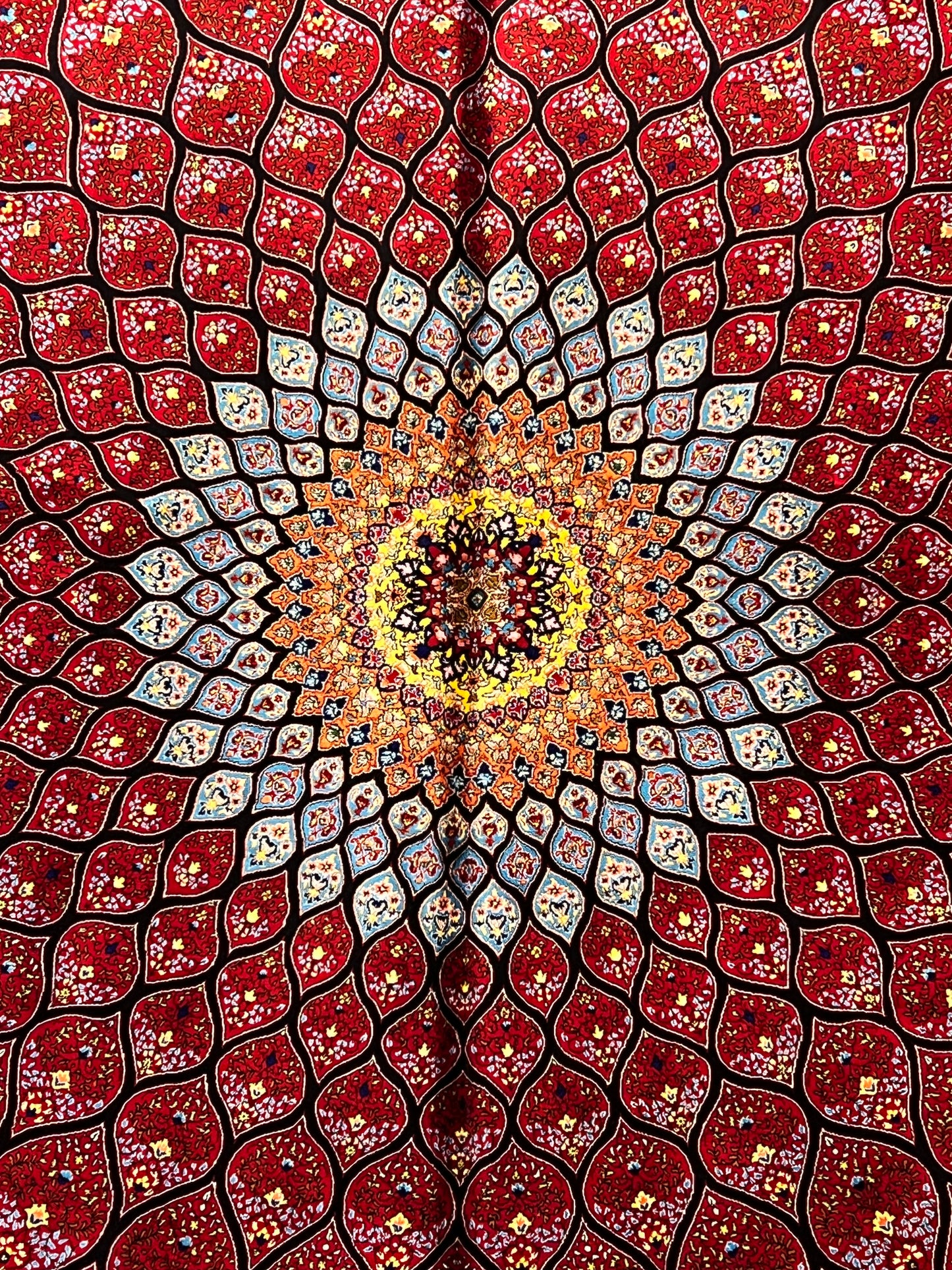 4x6 ft Bamboo Silk Rug – Deep Red Floral Medallion Silk Area Rug – Luxury Statement Rug