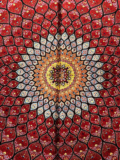 4x6 ft Bamboo Silk Rug – Deep Red Floral Medallion Silk Area Rug – Luxury Statement Rug