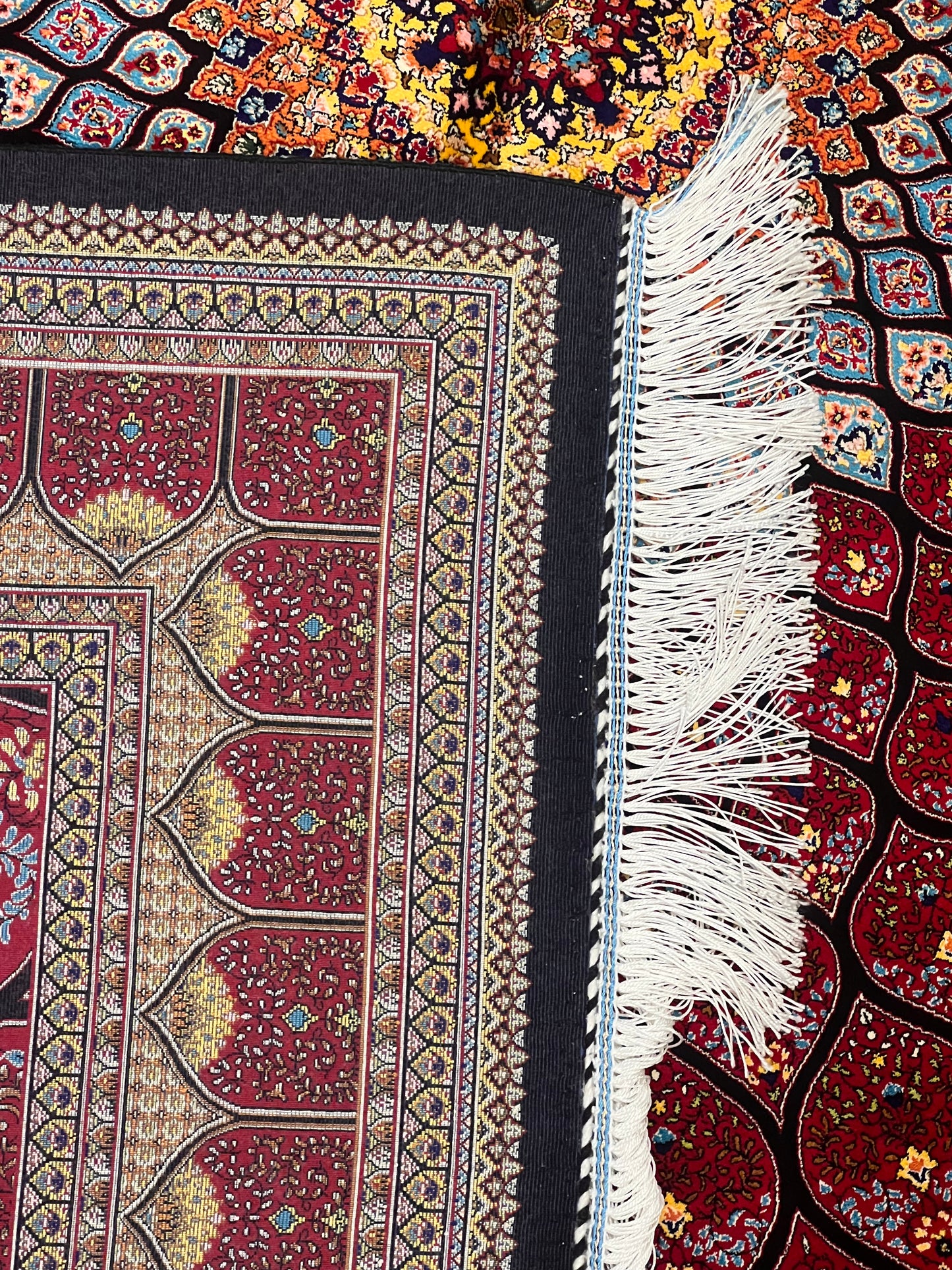 4x6 ft Bamboo Silk Rug – Deep Red Floral Medallion Silk Area Rug – Luxury Statement Rug