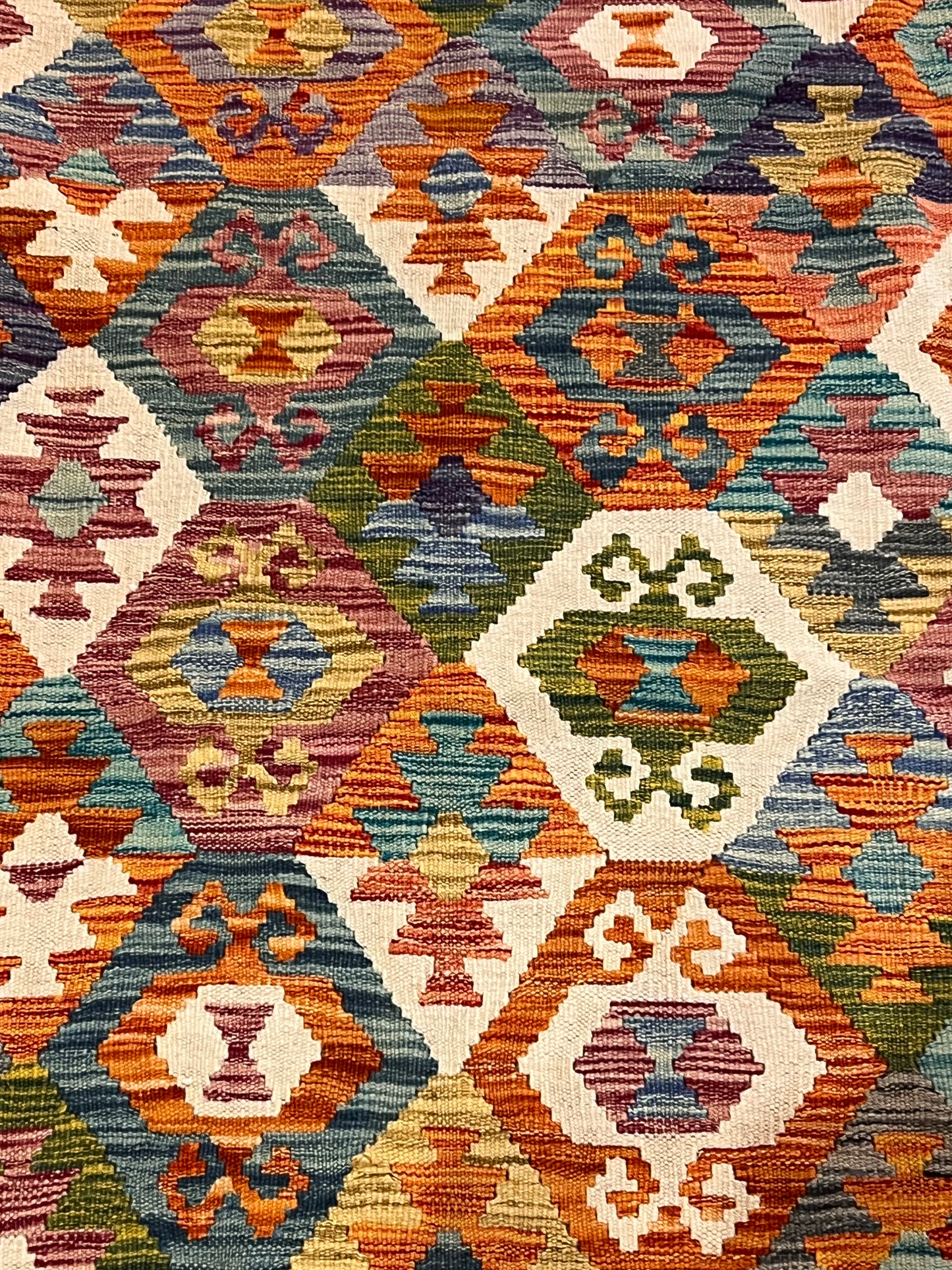 7x10 Fine Quality Turkish Kilim Rug, Colorful Geometric Wool Kilim, Large Flatweave Area Rug, Tribal Medallion Design