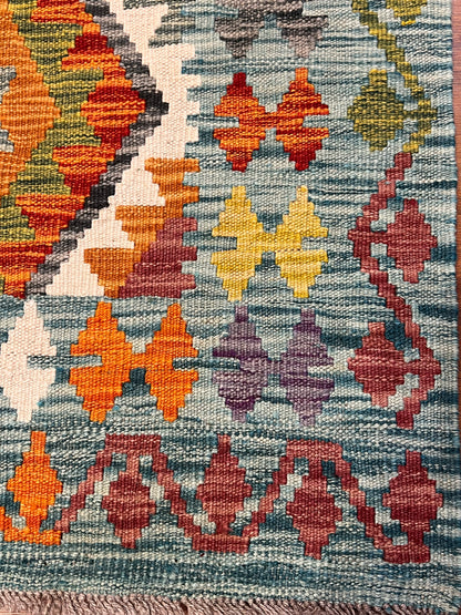7x10 Handwoven Turkish Kilim Rug – Colorful Geometric Anatolian Design – Fine Quality Wool Area Rug