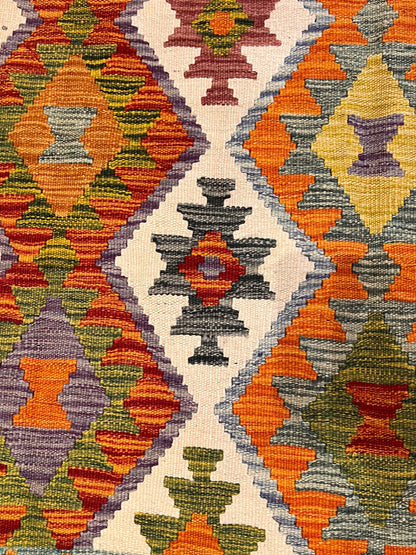 7x10 Handwoven Turkish Kilim Rug – Colorful Geometric Anatolian Design – Fine Quality Wool Area Rug