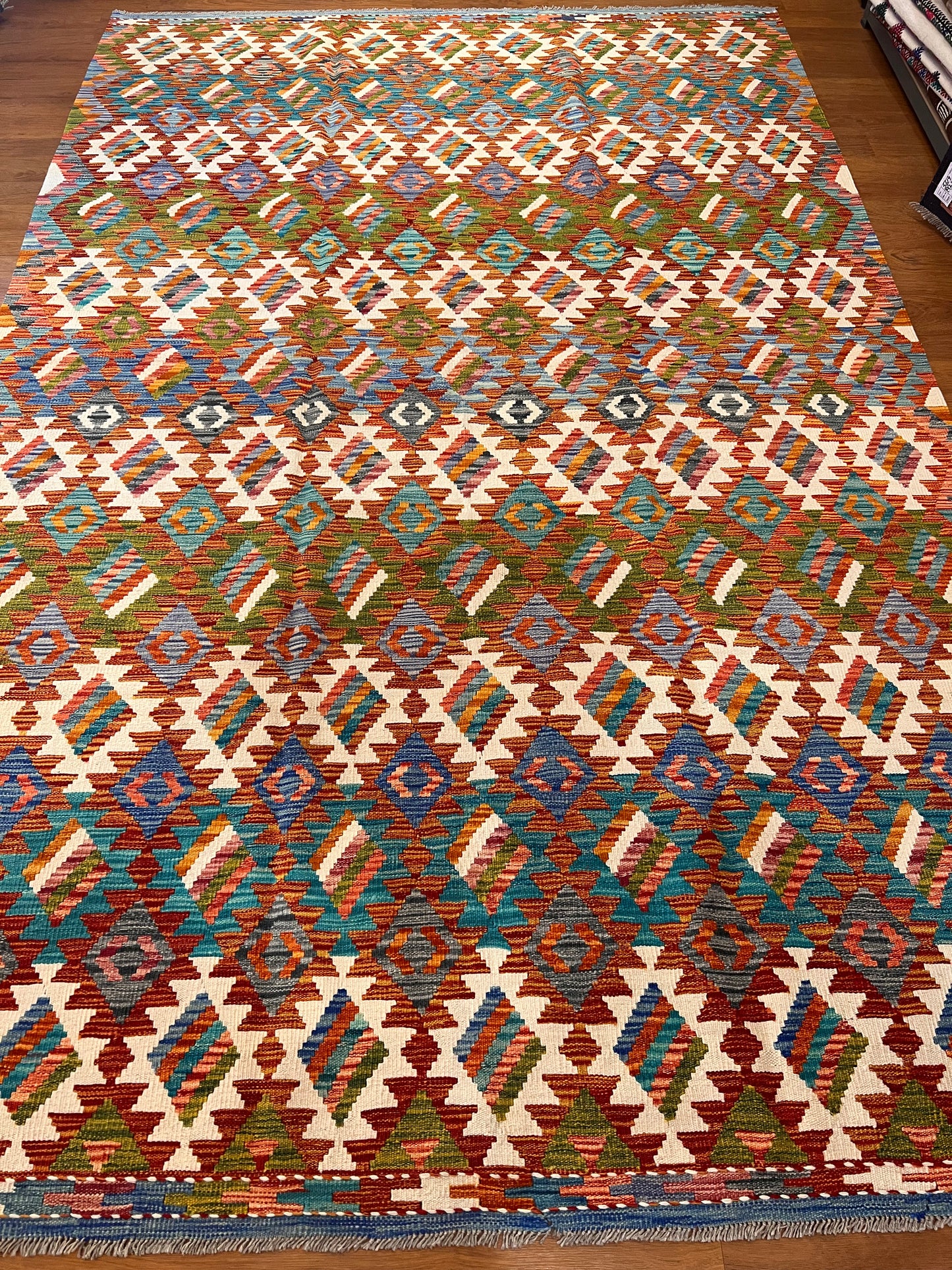 7x10 Fine Quality Handmade Turkish Kilim Rug – Handwoven Colorful Geometric Anatolian Area Rug