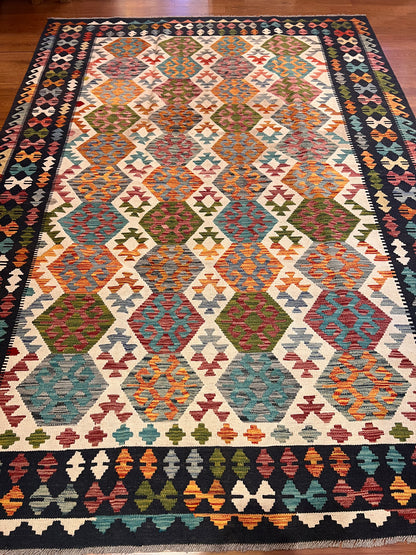 7x10 Fine Quality Handmade Turkish Kilim Rug – Exceptional Handwoven Colorful Anatolian Statement Rug