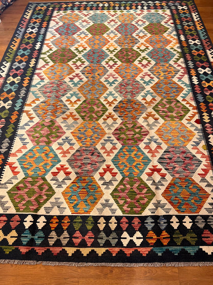 7x10 Fine Quality Handmade Turkish Kilim Rug – Exceptional Handwoven Colorful Anatolian Statement Rug