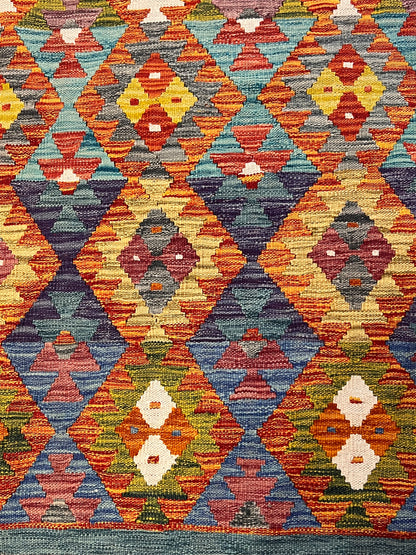 7x10 Fine Quality Handmade Turkish Kilim Rug – Handwoven Warm Multicolor Anatolian Statement Rug