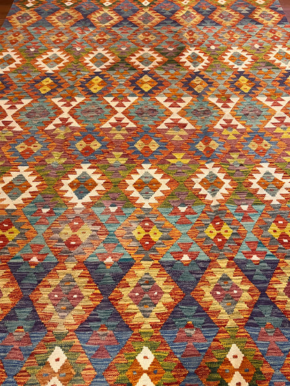 7x10 Fine Quality Handmade Turkish Kilim Rug – Handwoven Warm Multicolor Anatolian Statement Rug