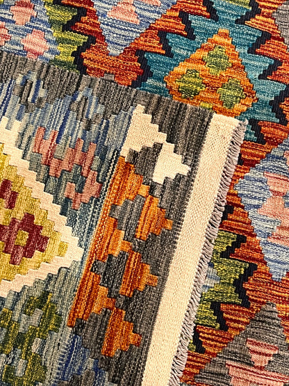 7x9 Fine Quality Handmade Turkish Kilim Rug – Colorful Geometric Handwoven Area Rug