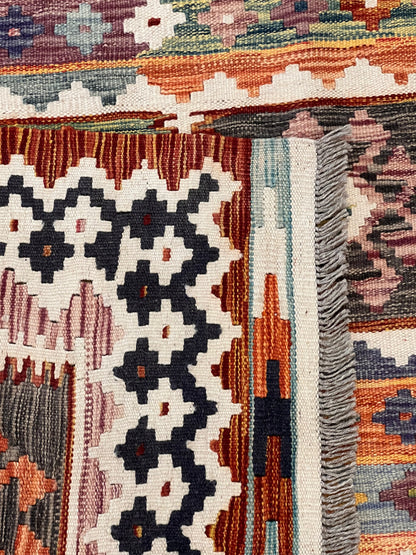 6x8 Fine Quality Turkish Kilim Rug – Handwoven Multicolor Panel Design Anatolian Rug