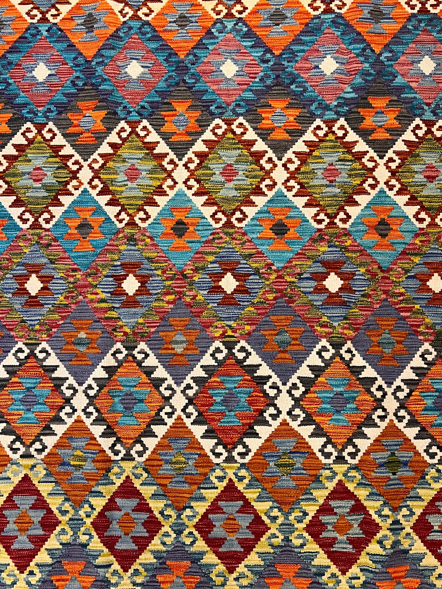 6x8 Fine Quality Turkish Kilim Rug – Handwoven Colorful Diamond Geometric Anatolian Area Rug