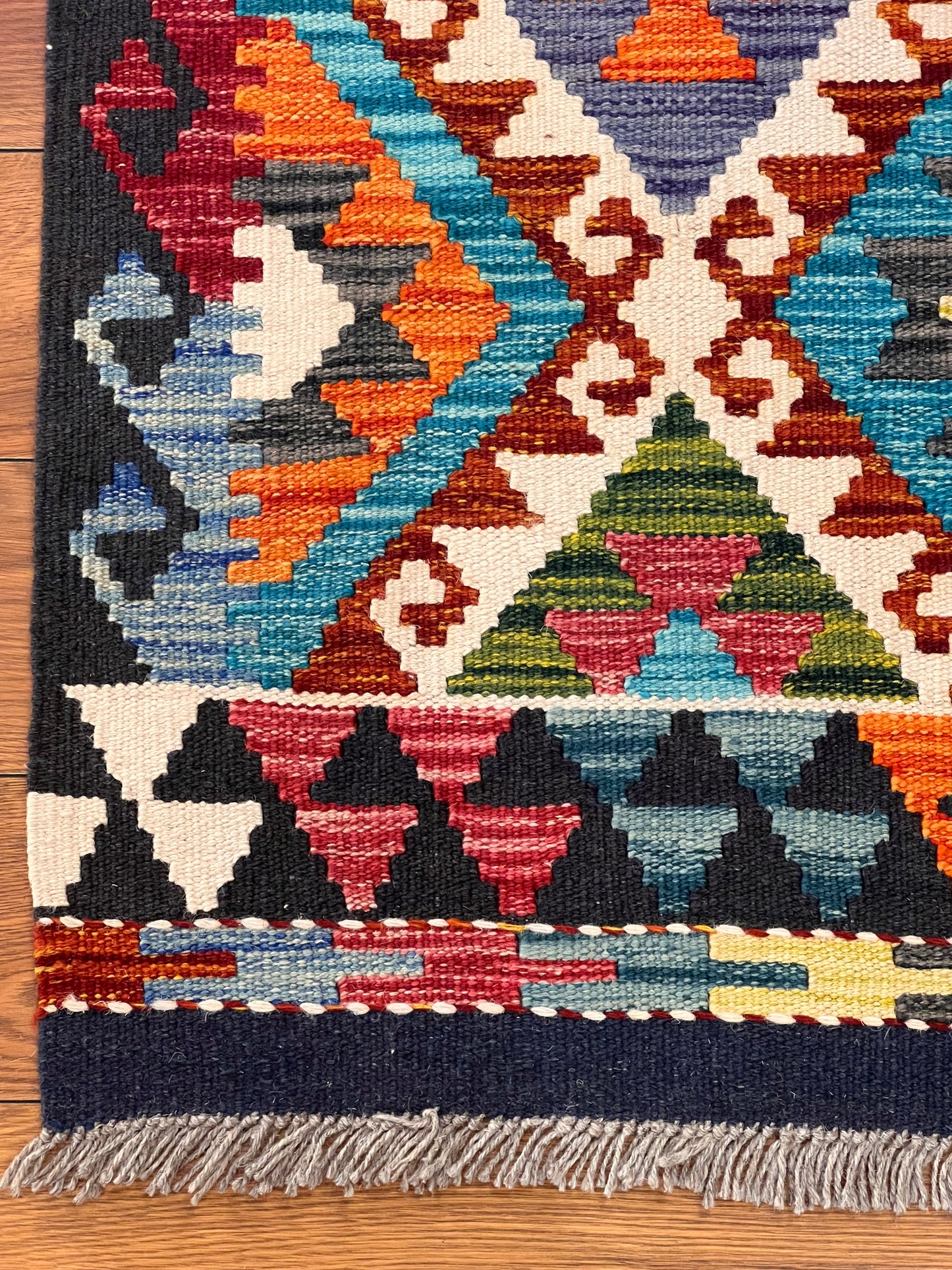 6x8 Fine Quality Turkish Kilim Rug – Handwoven Colorful Diamond Geometric Anatolian Area Rug