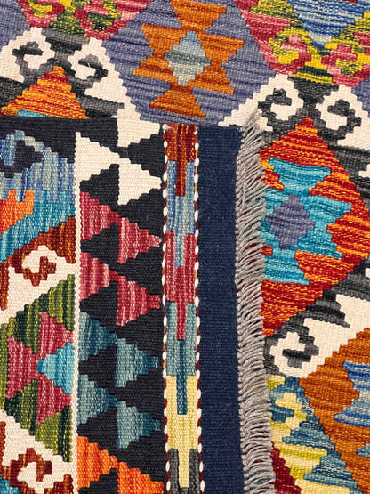 6x8 Fine Quality Turkish Kilim Rug – Handwoven Colorful Diamond Geometric Anatolian Area Rug