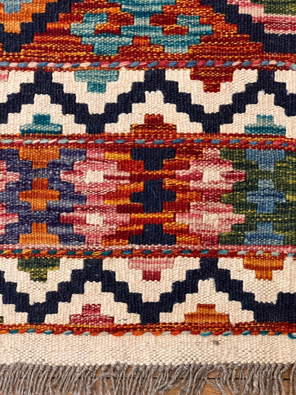 6x8 Fine Quality Turkish Kilim Rug – Handwoven Colorful Diamond & Stripe Anatolian Area Rug