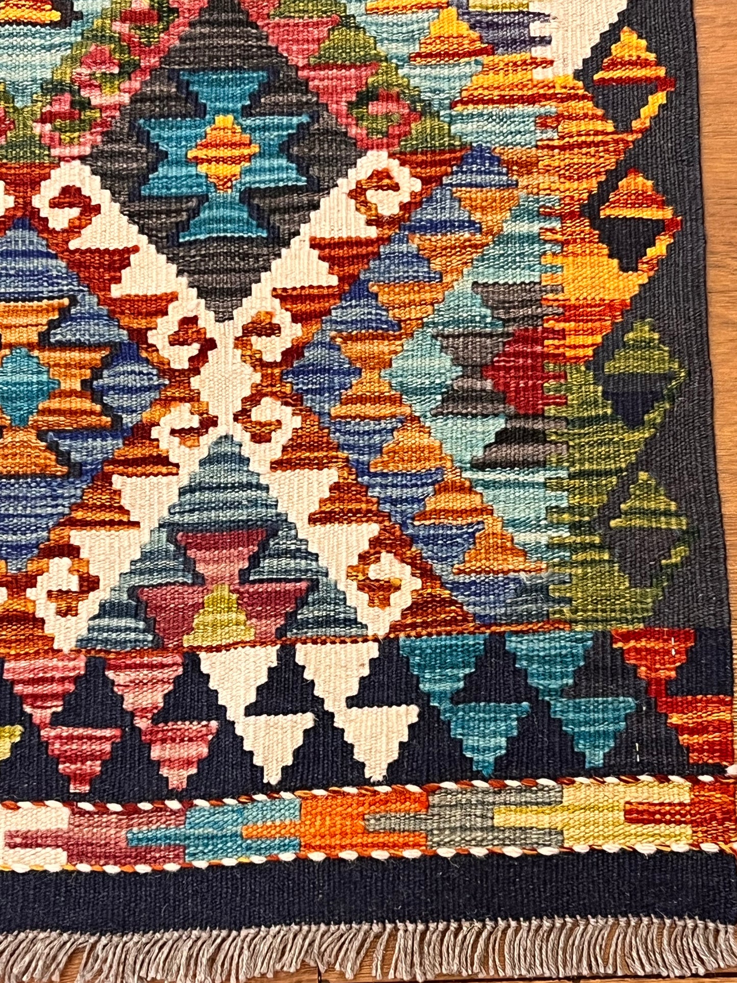 6x8 Fine Quality Turkish Kilim Rug – Handwoven Colorful Diamond Geometric Anatolian Rug