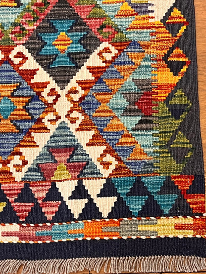 6x8 Fine Quality Turkish Kilim Rug – Handwoven Colorful Diamond Geometric Anatolian Rug