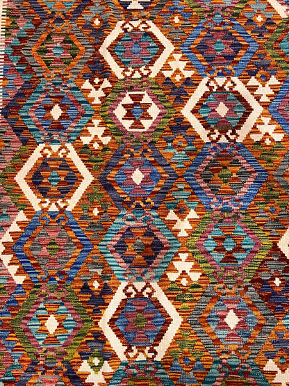 6x8 Fine Quality Turkish Kilim Rug – Handwoven Multicolor Medallion Anatolian Statement Rug