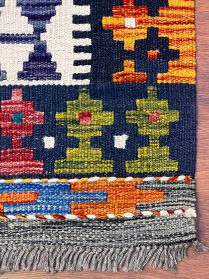 6x8 Fine Quality Turkish Kilim Rug – Handwoven Multicolor Medallion Anatolian Statement Rug