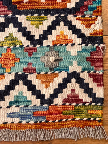 6x8 Fine Quality Turkish Kilim Rug – Handwoven Geometric Diamond Medallion Anatolian Rug