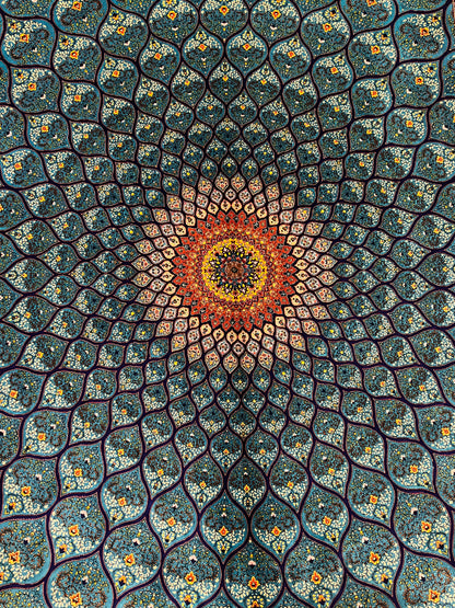 5’ x 8’ Luxury Silk Rug – Turquoise Blue Radiating Medallion Design – Intricate Woven Turkish Area Rug