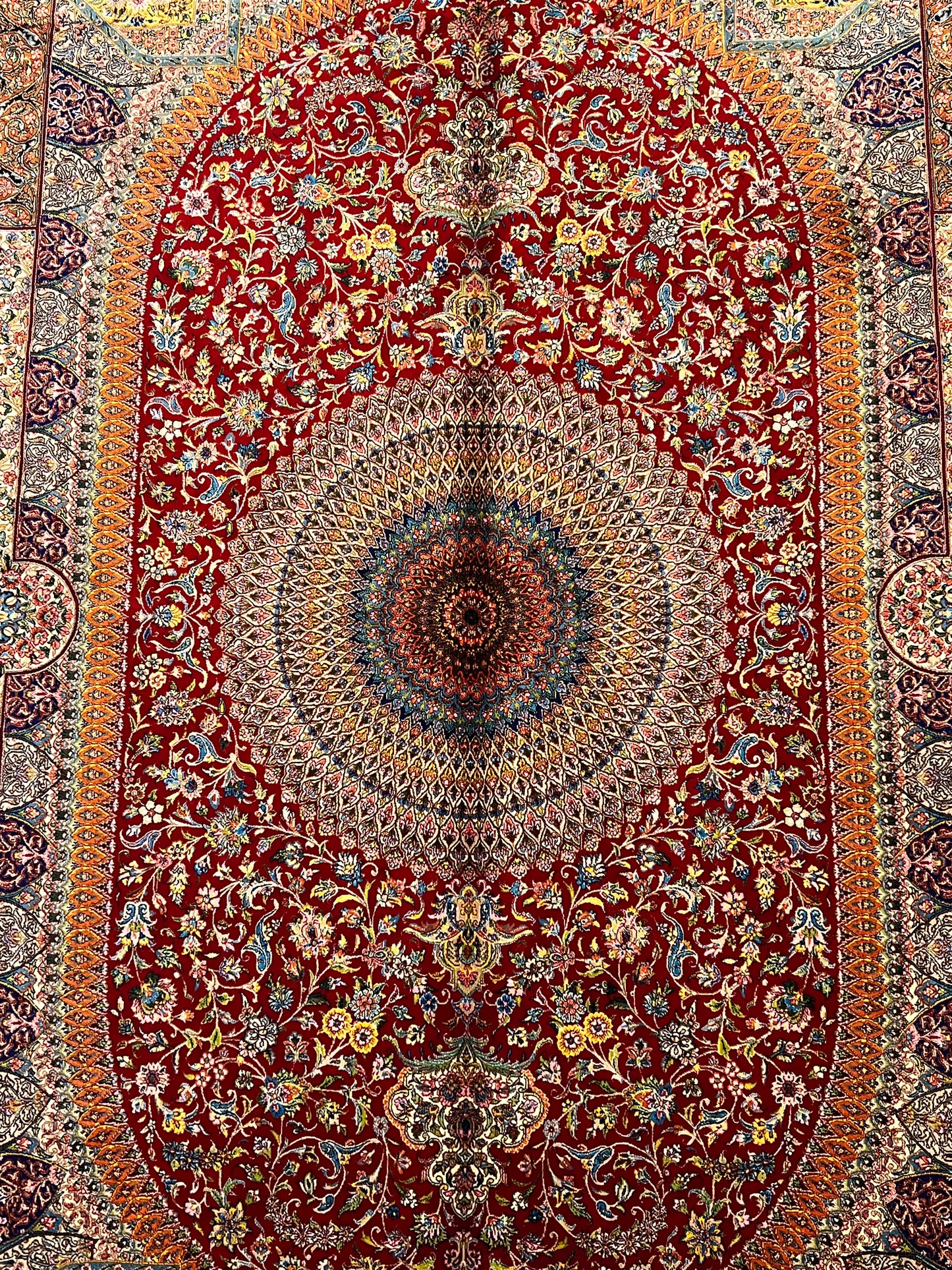 5’ x 8’ Luxury Silk Rug – Ruby Red Grand Medallion & Floral Design – Intricate Woven Turkish Area Rug