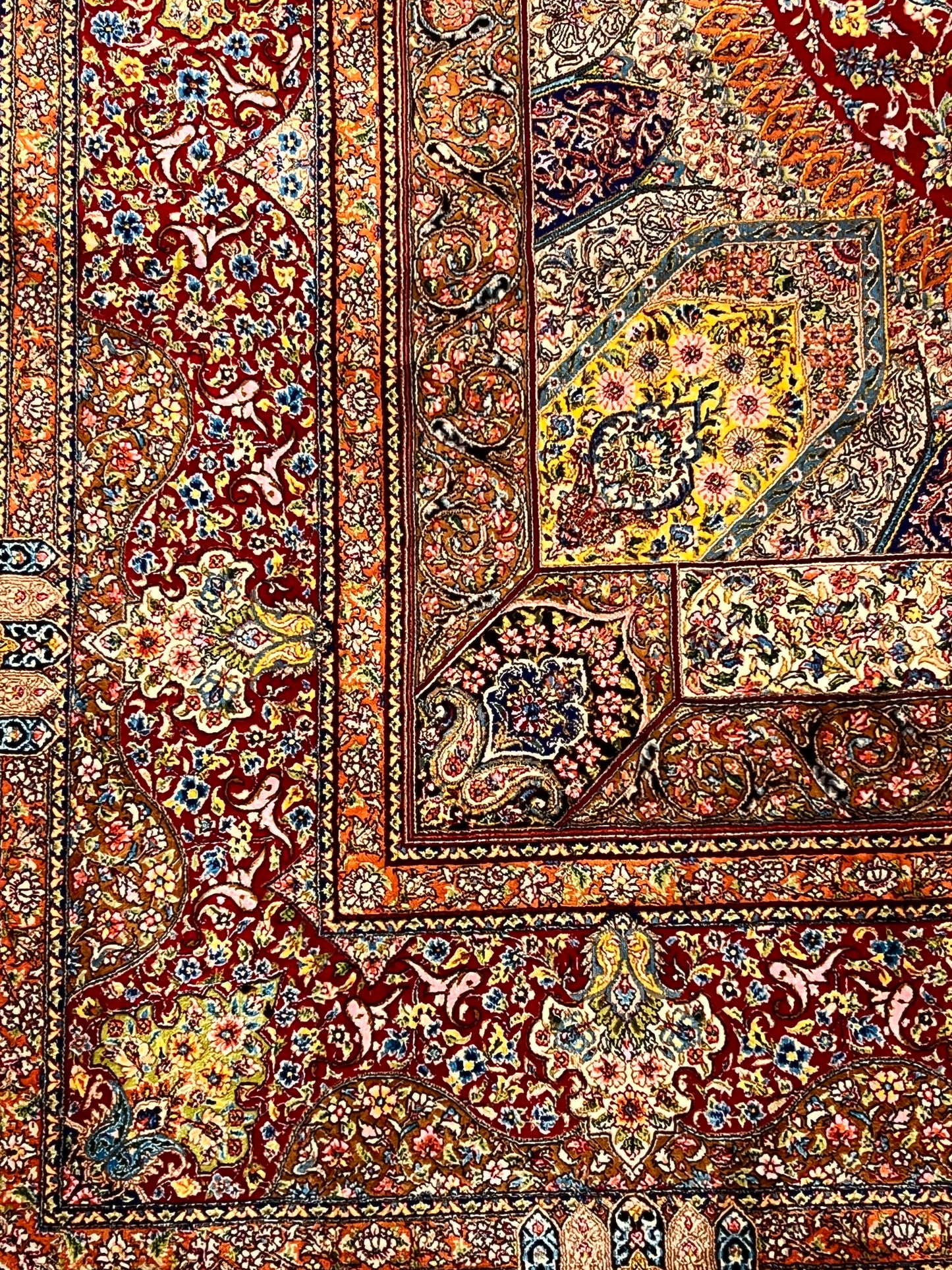 5’ x 8’ Luxury Silk Rug – Ruby Red Grand Medallion & Floral Design – Intricate Woven Turkish Area Rug