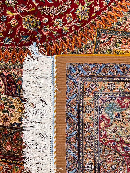 5’ x 8’ Luxury Silk Rug – Ruby Red Grand Medallion & Floral Design – Intricate Woven Turkish Area Rug