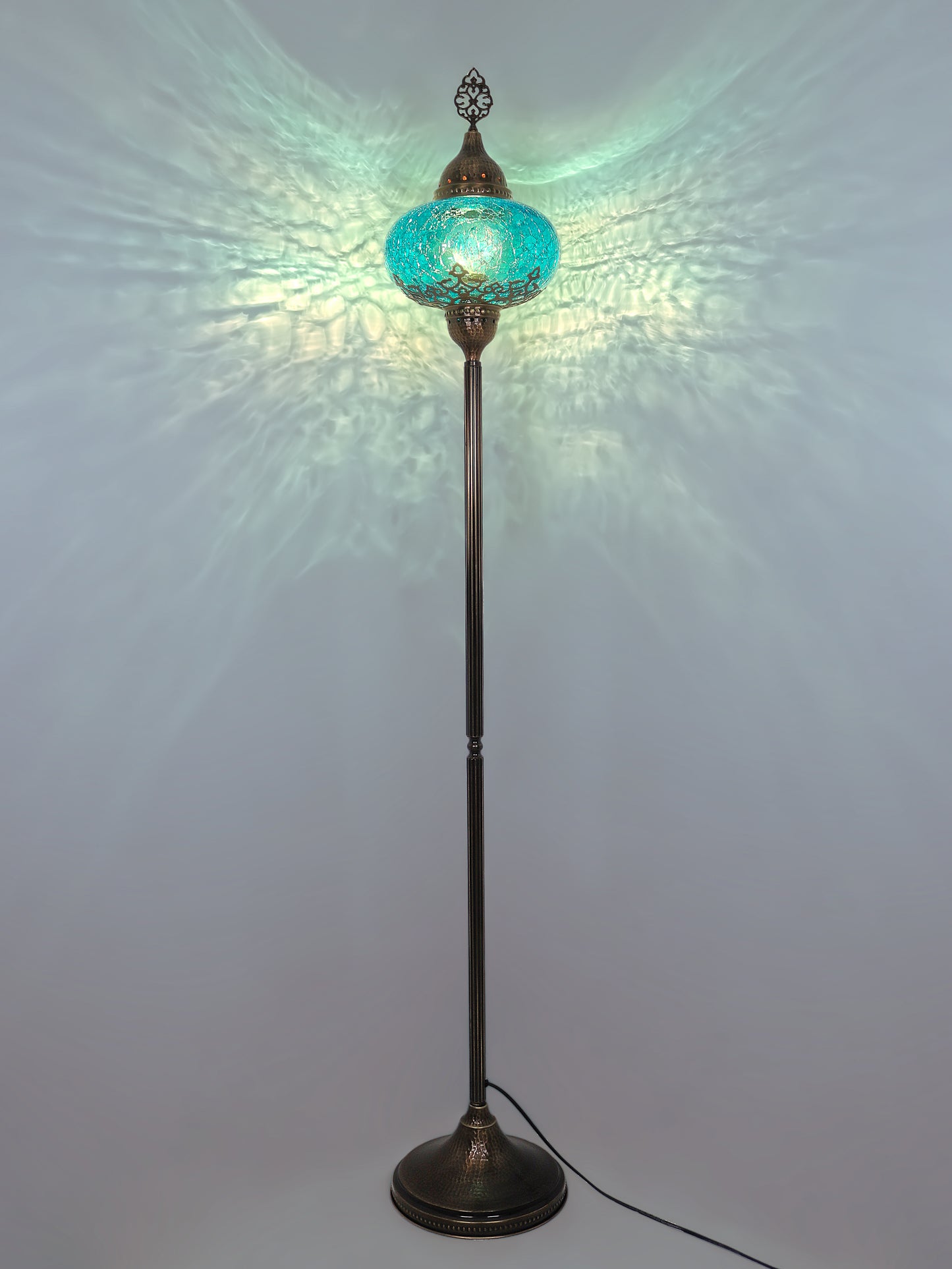 Turkish Floor Lamp Cracked Pattern Glass Standing Lights