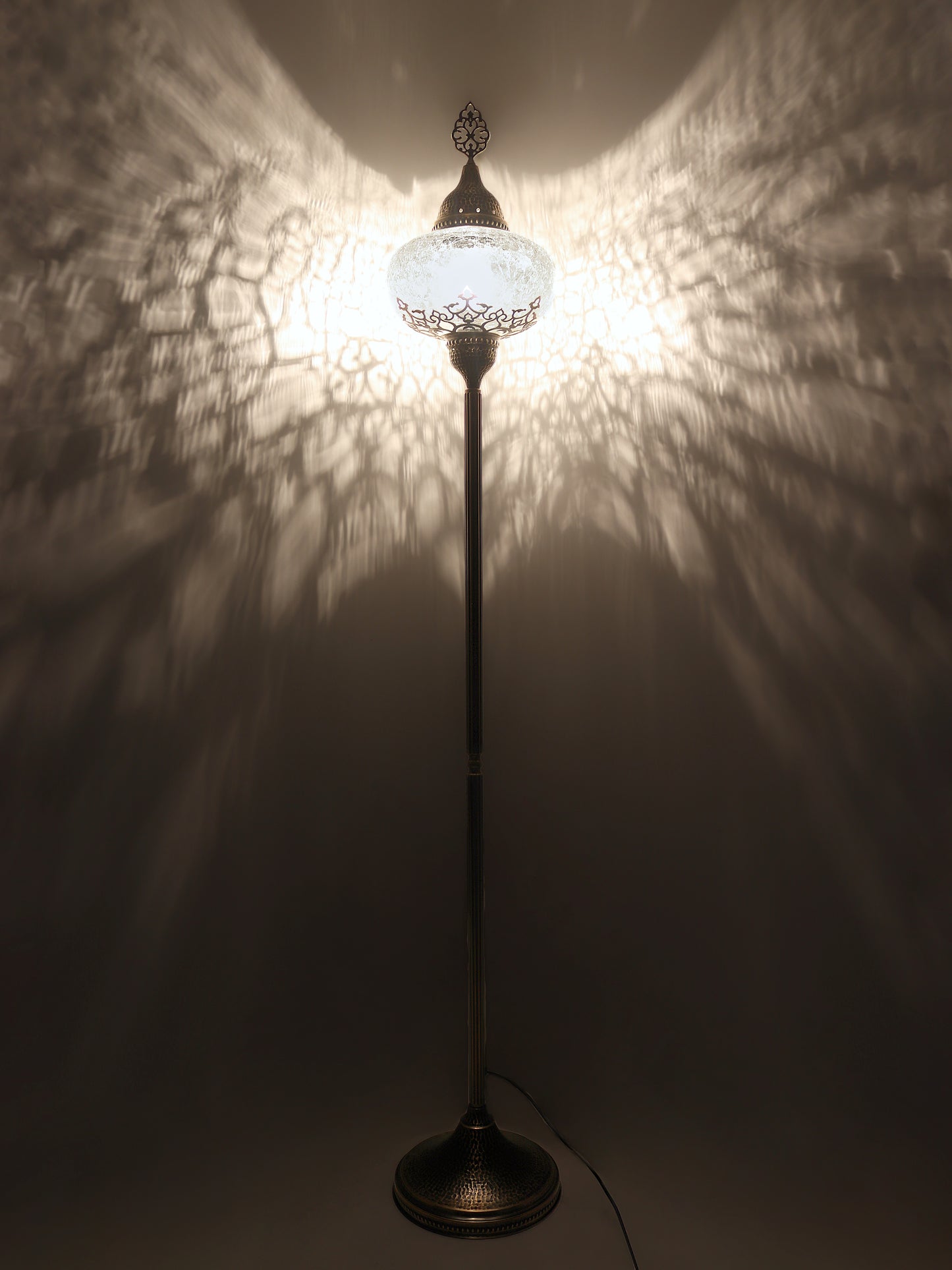 Turkish Floor Lamp Cracked Pattern Glass Standing Lights