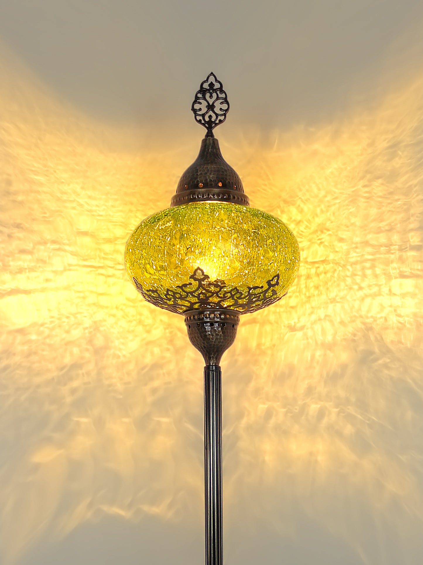 Turkish Floor Lamp Cracked Pattern Glass Standing Lights