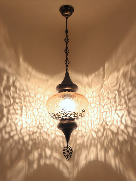 Turkish Design Hanging Lamp Cracked Glass Laser Cut Pattern