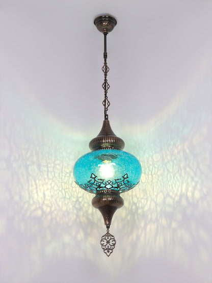 Turkish Design Hanging Lamp Cracked Glass Laser Cut Pattern