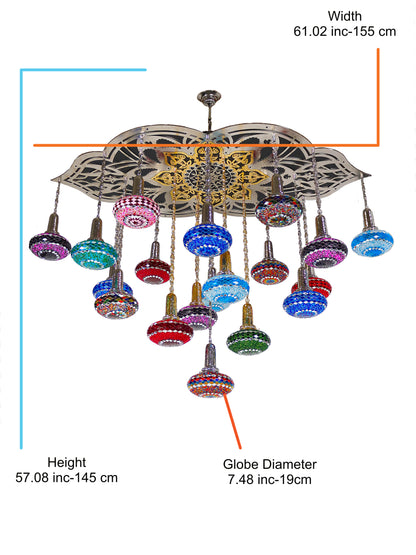 Mosaic Glass Turkish Chandelier Big 19 Globe